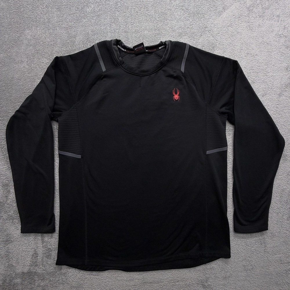 Spyder Pullover Mens Medium Black Long Sleeve Raglan Crew Neck Athletic Active
